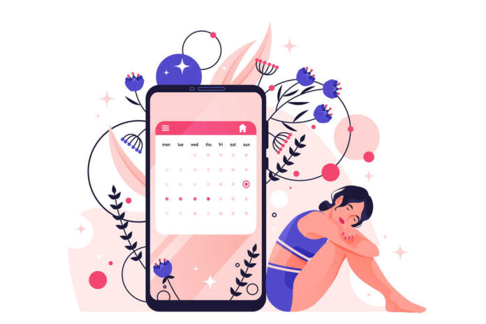 Menstrual cycle or menstruation period. Vector banner or image.